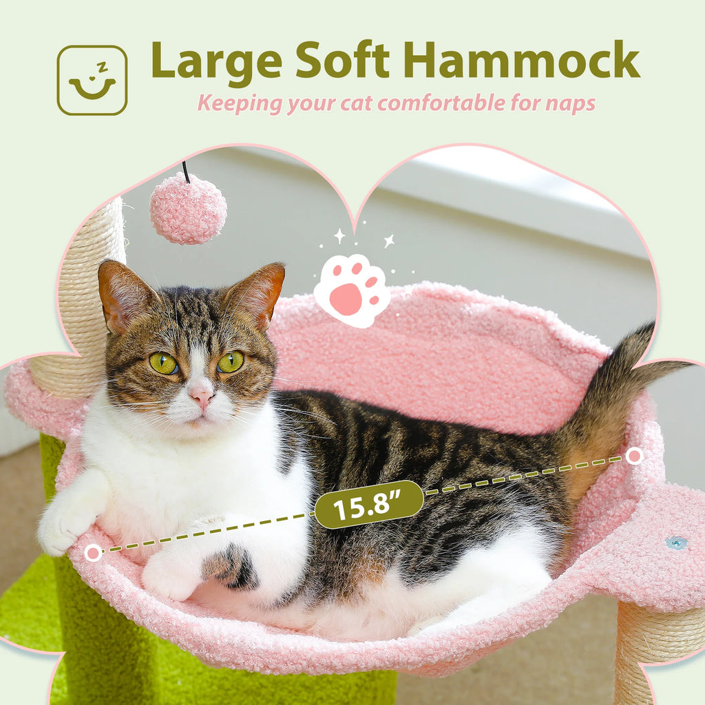 Cat Tree with Large Metal Frame Hammock