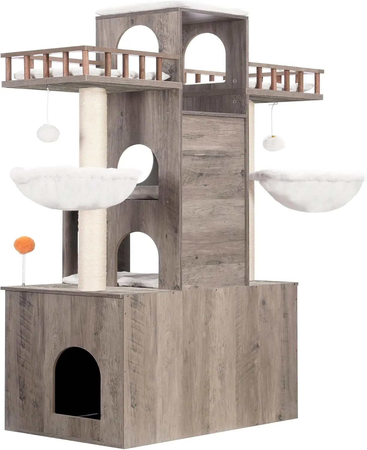 Large Cat Tree with Litter Box Enclosure