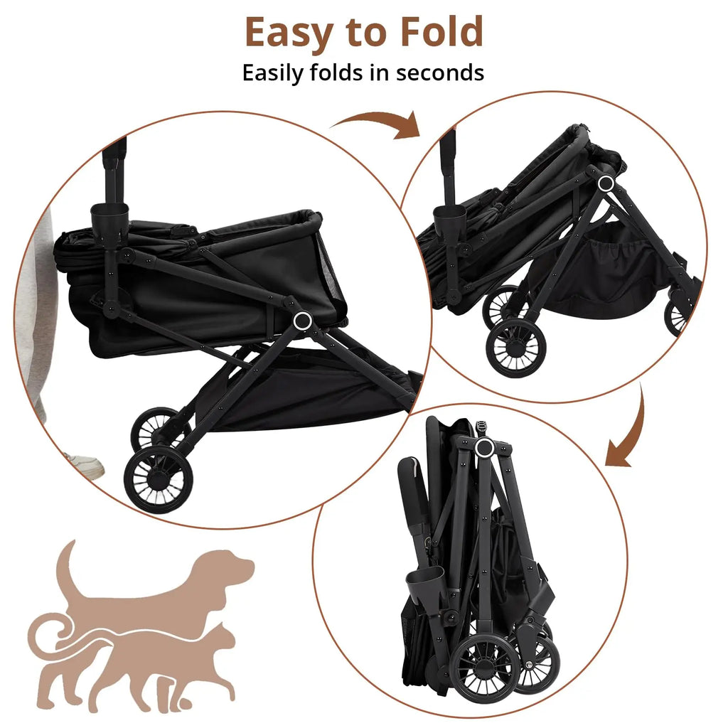 4-Wheel Lightweight Dog Stroller  For Cats Dogs